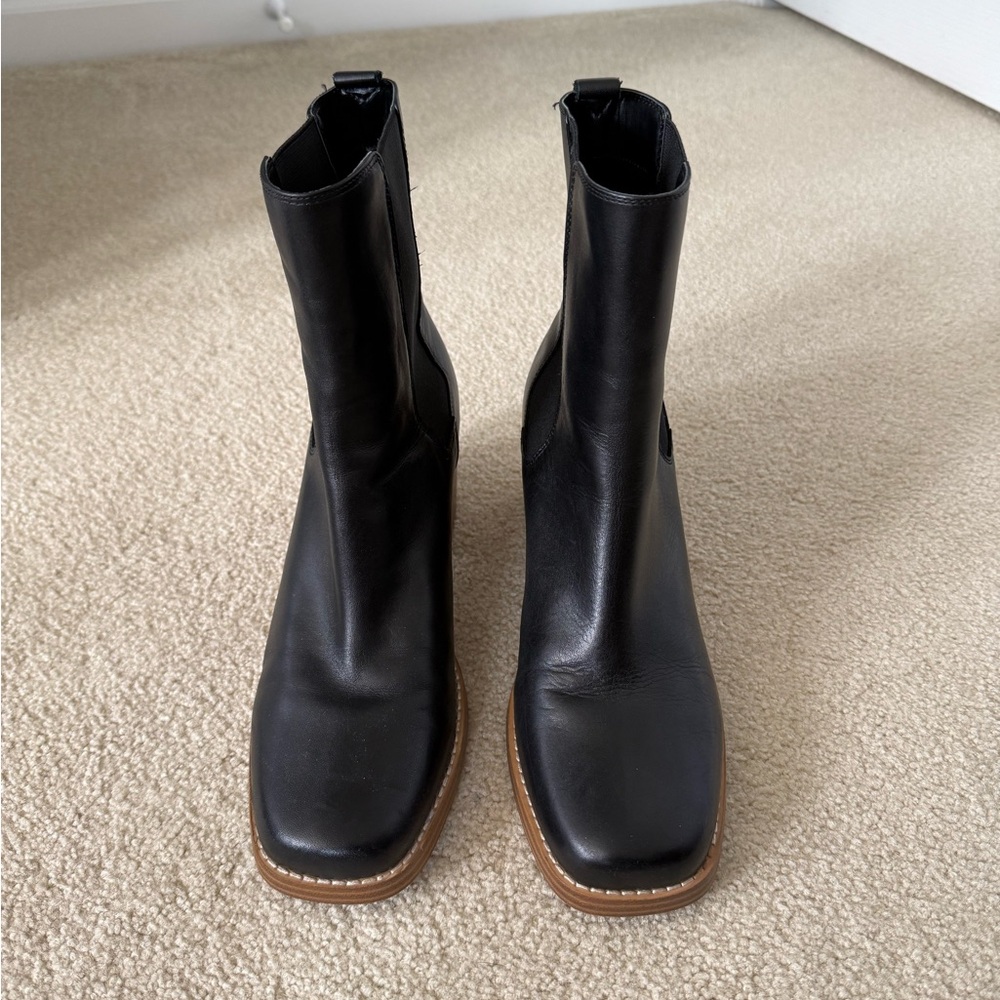 Marc Fisher Black Leather Ankle Booties